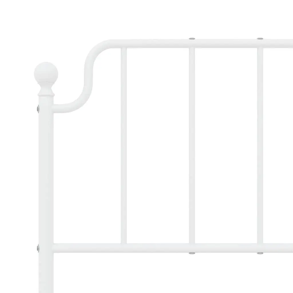 Metal Bed Frame with Headboard 150x200 cm Bedroom Furniture White