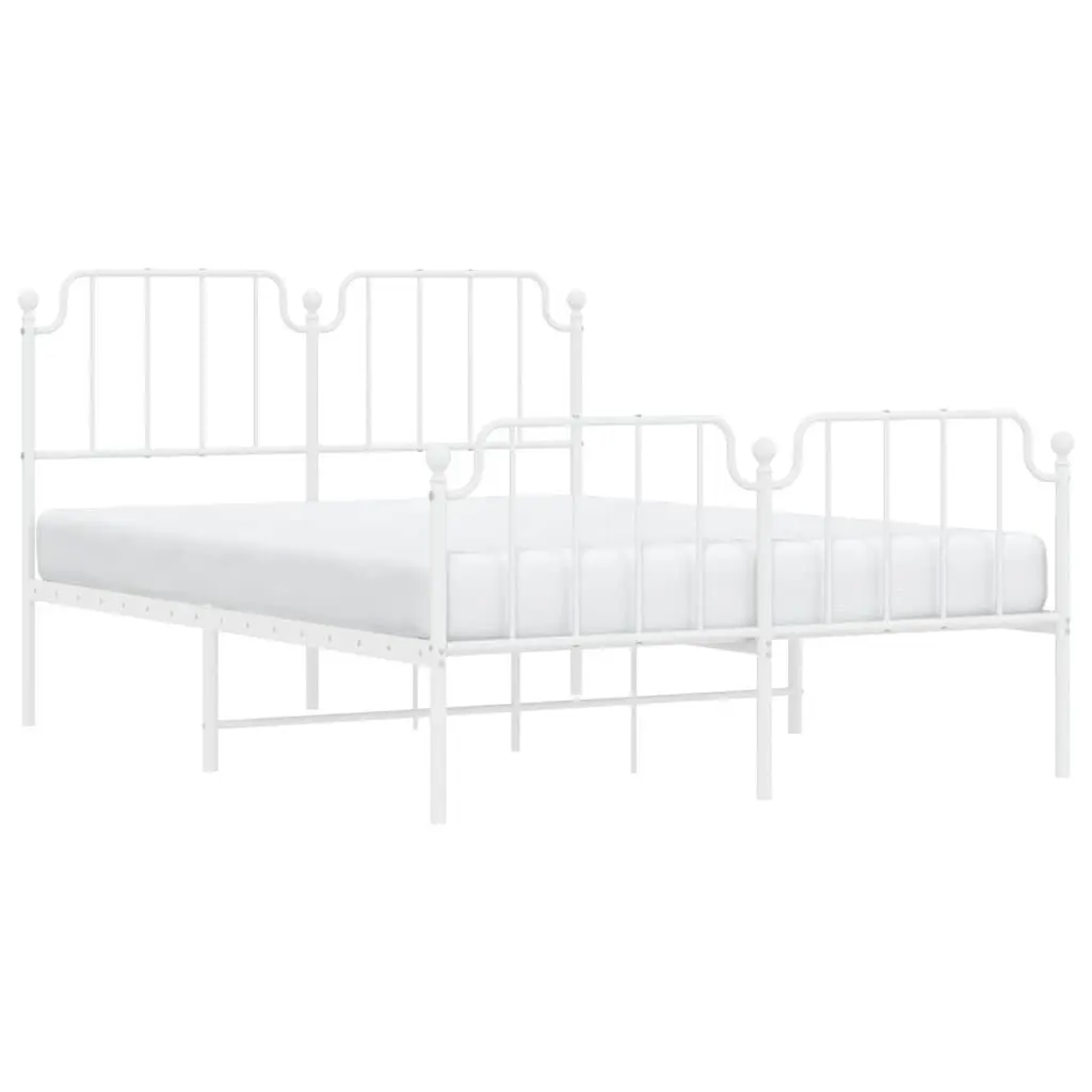 White Metal Bed Frame with Under-Bed Storage