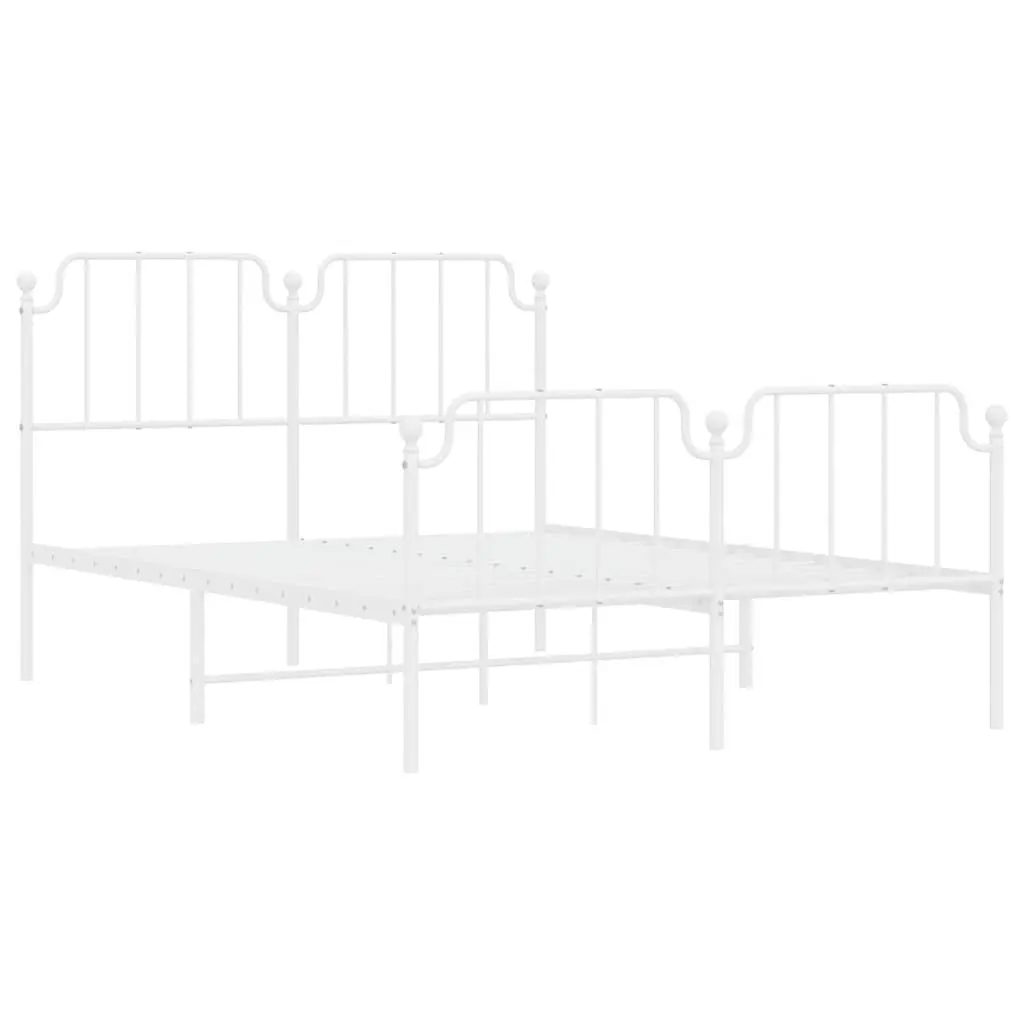 White Metal Bed Frame with Under-Bed Storage