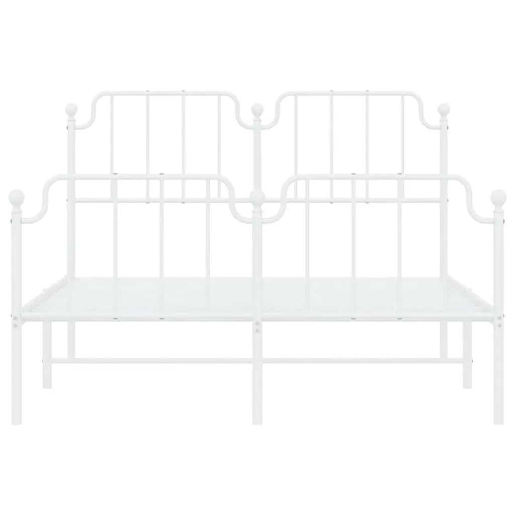 White Metal Bed Frame with Under-Bed Storage