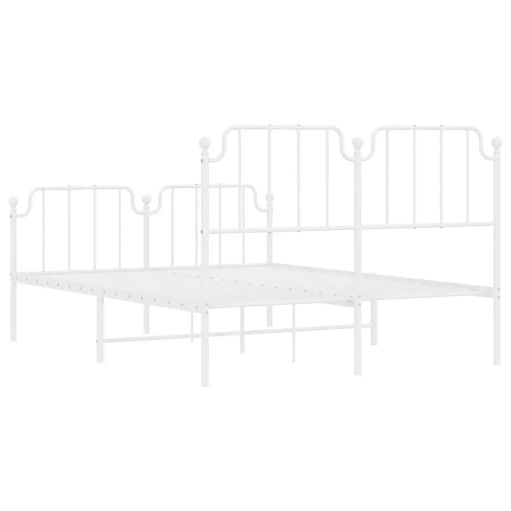 White Metal Bed Frame with Under-Bed Storage