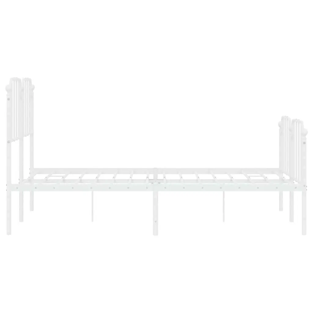 White Metal Bed Frame with Under-Bed Storage