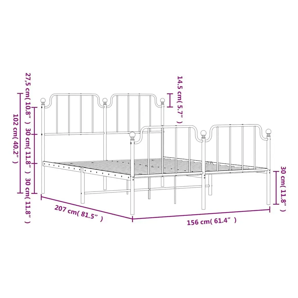 White Metal Bed Frame with Under-Bed Storage