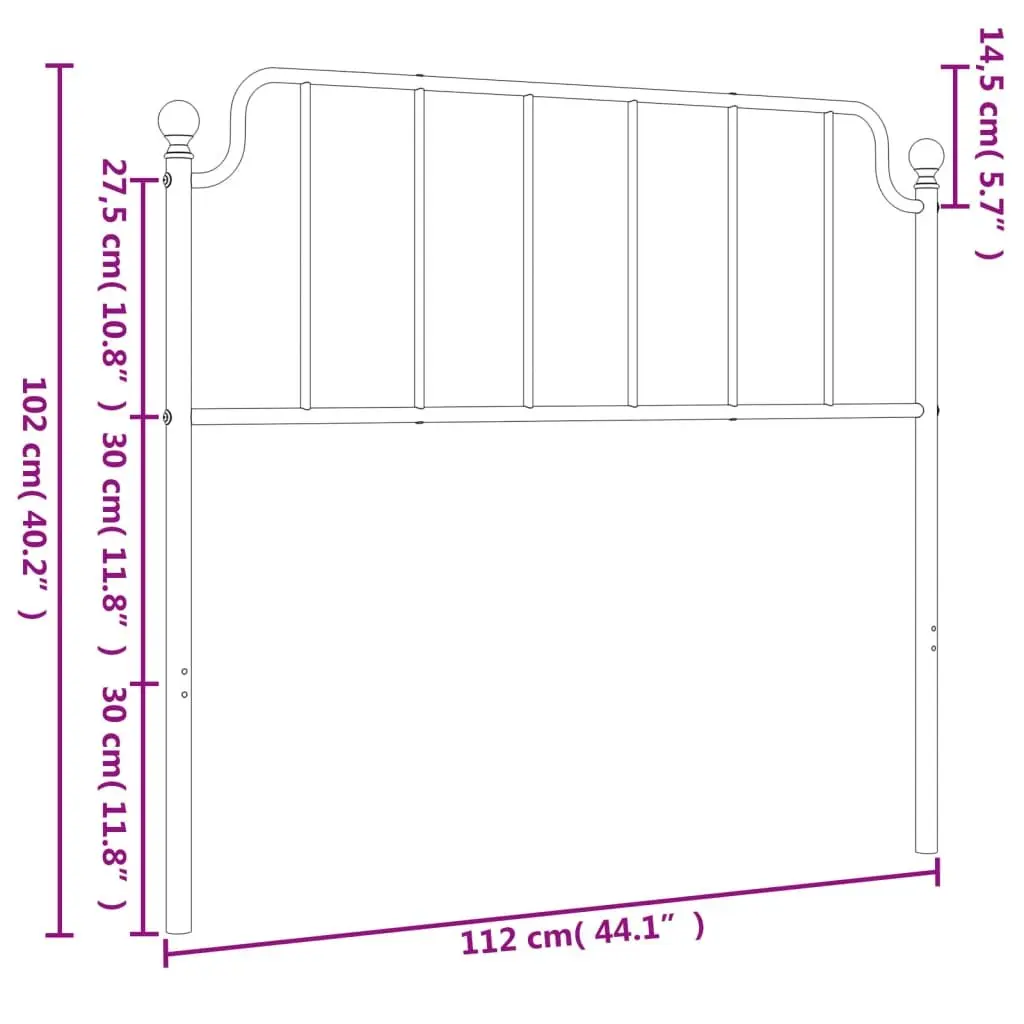 Metal Headboard White 107cm Bed Header Powder Coated Steel