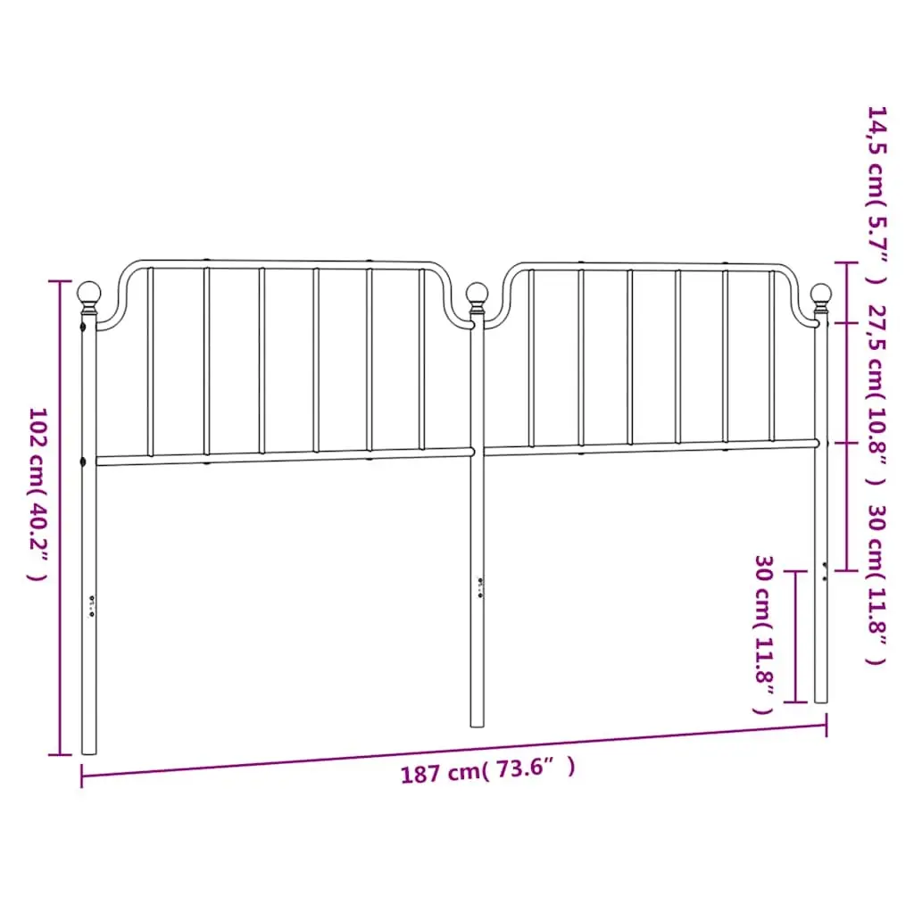 Metal Headboard Back Support 180cm White