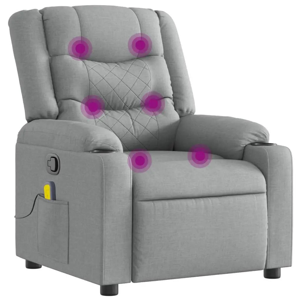 Massage Recliner Chair Manual Reclining Vibration Footrest Light Grey Fabric