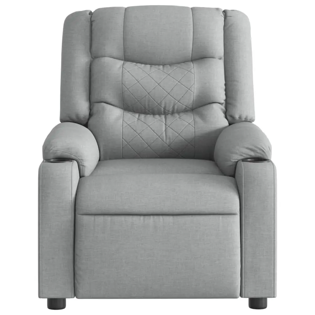 Massage Recliner Chair Manual Reclining Vibration Footrest Light Grey Fabric