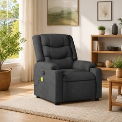 Comfortable and Reliable Grey Fabric Massage Recliner