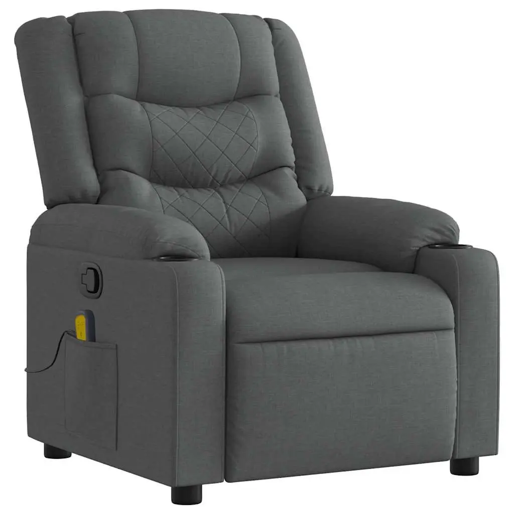Massage Recliner Chair Grey Fabric Manual Recline Vibration 6 Points Armchair