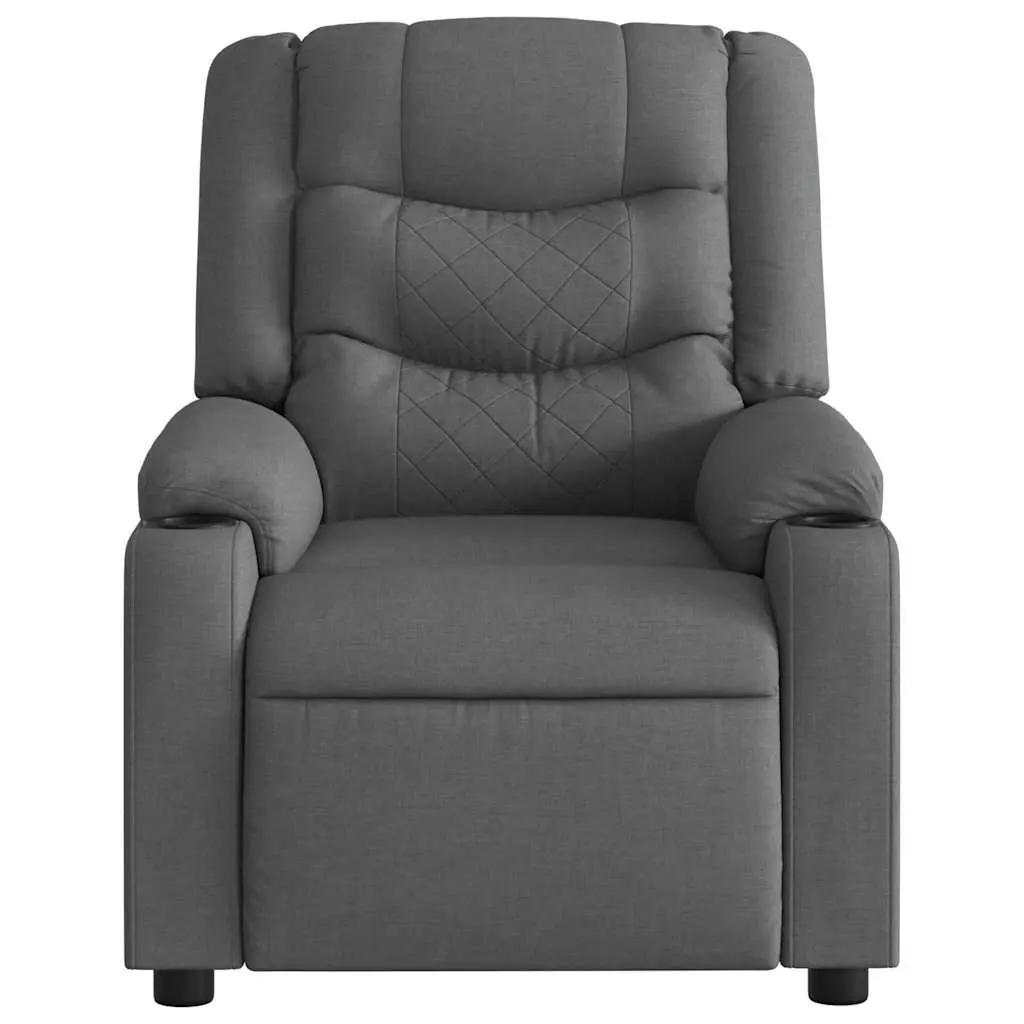 Massage Recliner Chair Grey Fabric Manual Recline Vibration 6 Points Armchair