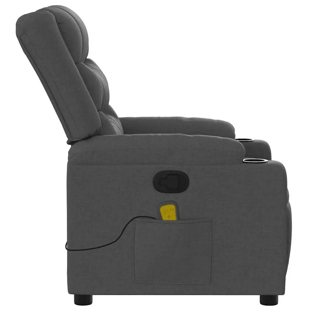 Massage Recliner Chair Grey Fabric Manual Recline Vibration 6 Points Armchair