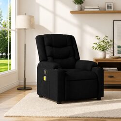 Cozy Black Fabric Manual Recline Massage Chair
