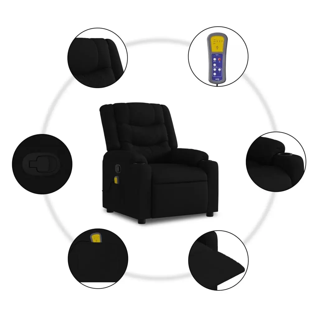 Black Fabric Manual Recline Massage Chair