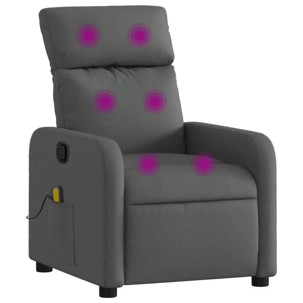 Recliner Chair Manual Massage 6 Vibration Points Adjustable Dark Grey Fabric