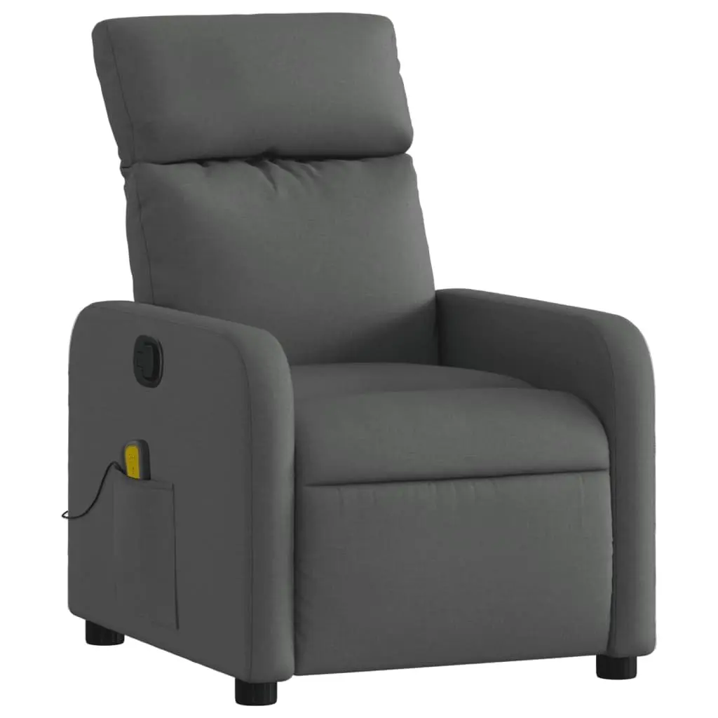 Recliner Chair Manual Massage 6 Vibration Points Adjustable Dark Grey Fabric