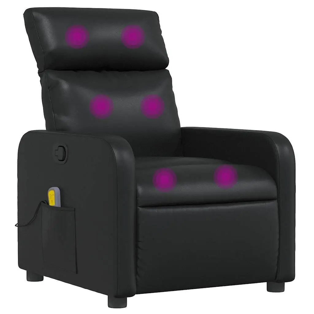 Massage Recliner Chair Manual Reclining Black Faux Leather 135 Degrees