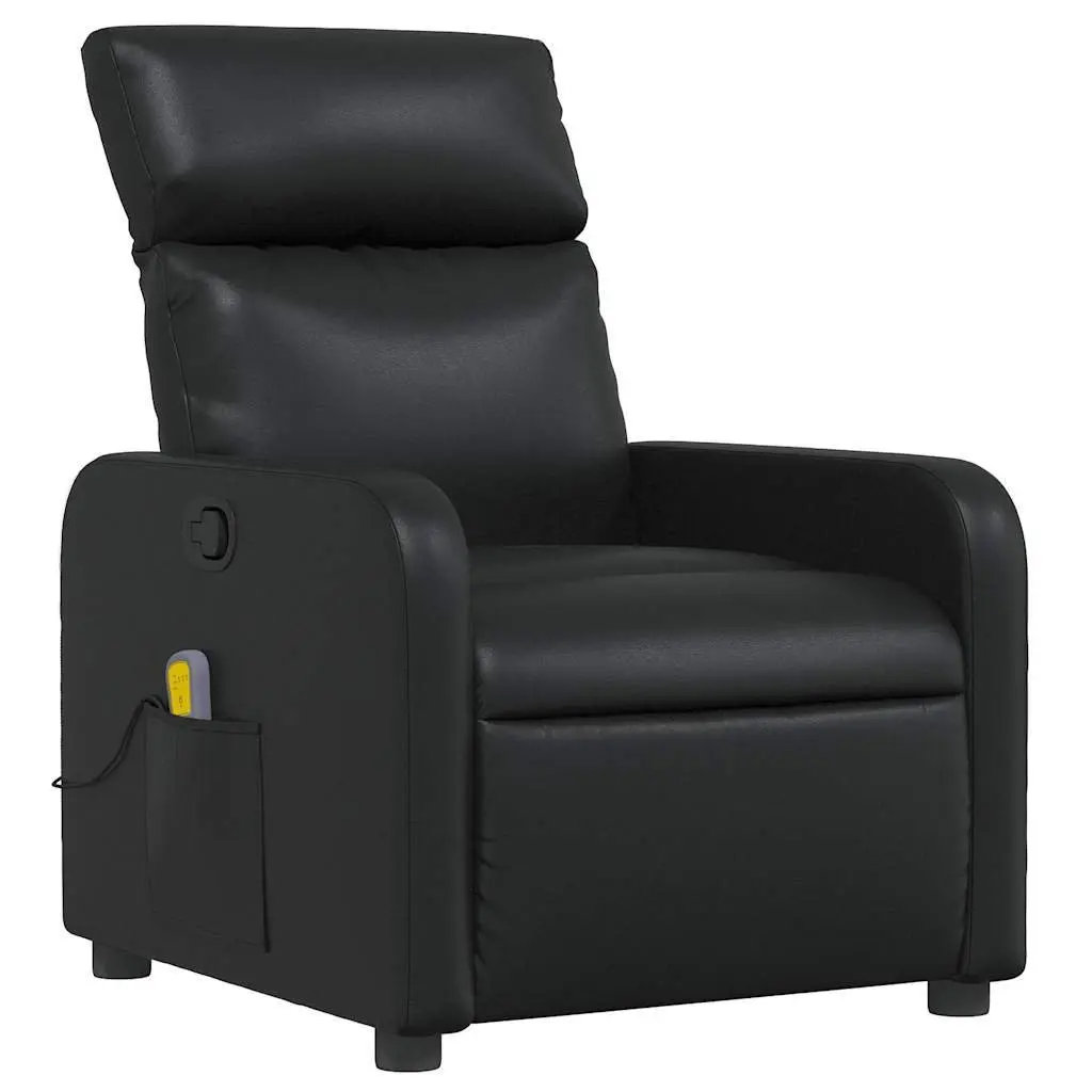 Massage Recliner Chair Manual Reclining Black Faux Leather 135 Degrees