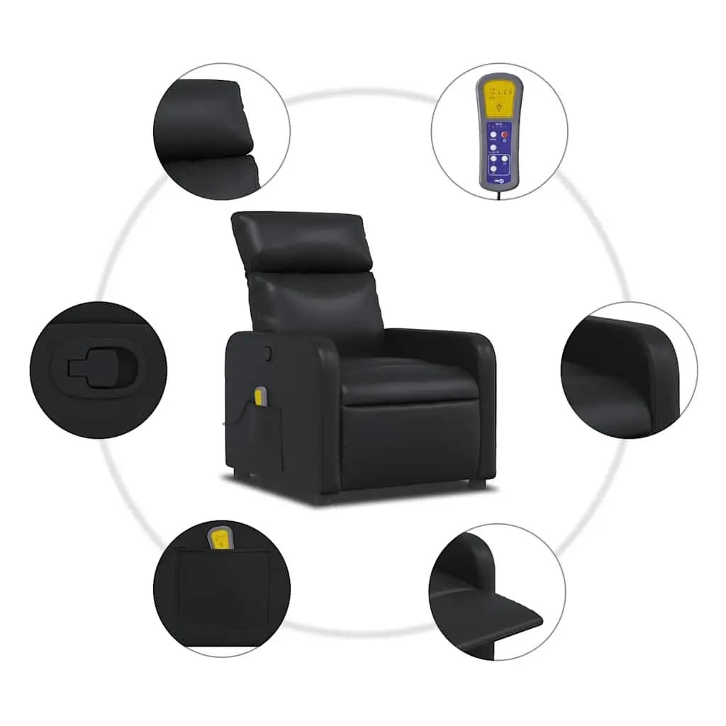 Massage Recliner Chair Manual Reclining Black Faux Leather 135 Degrees