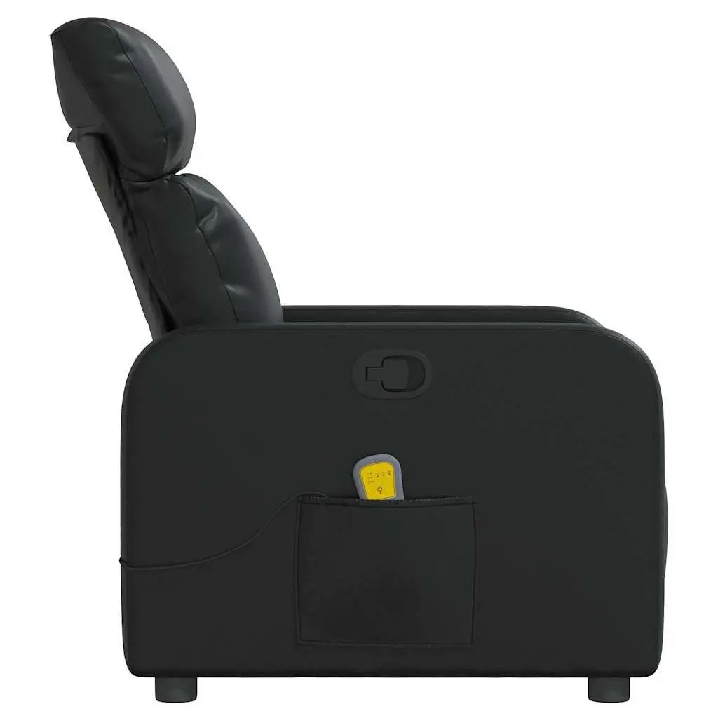 Massage Recliner Chair Manual Reclining Black Faux Leather 135 Degrees
