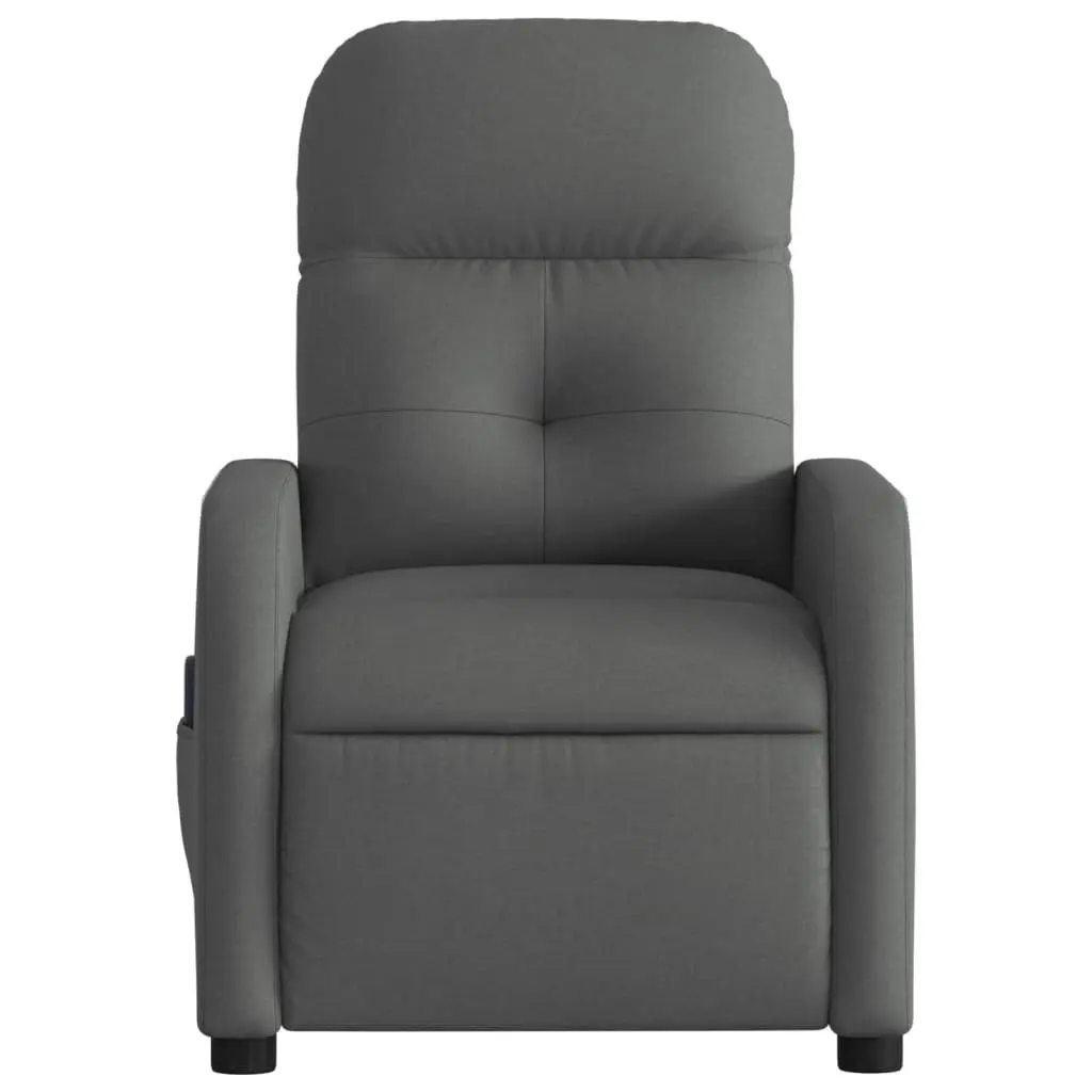 Massage Recliner Chair Grey Fabric Manual Recline Vibration 6 Points Armchair