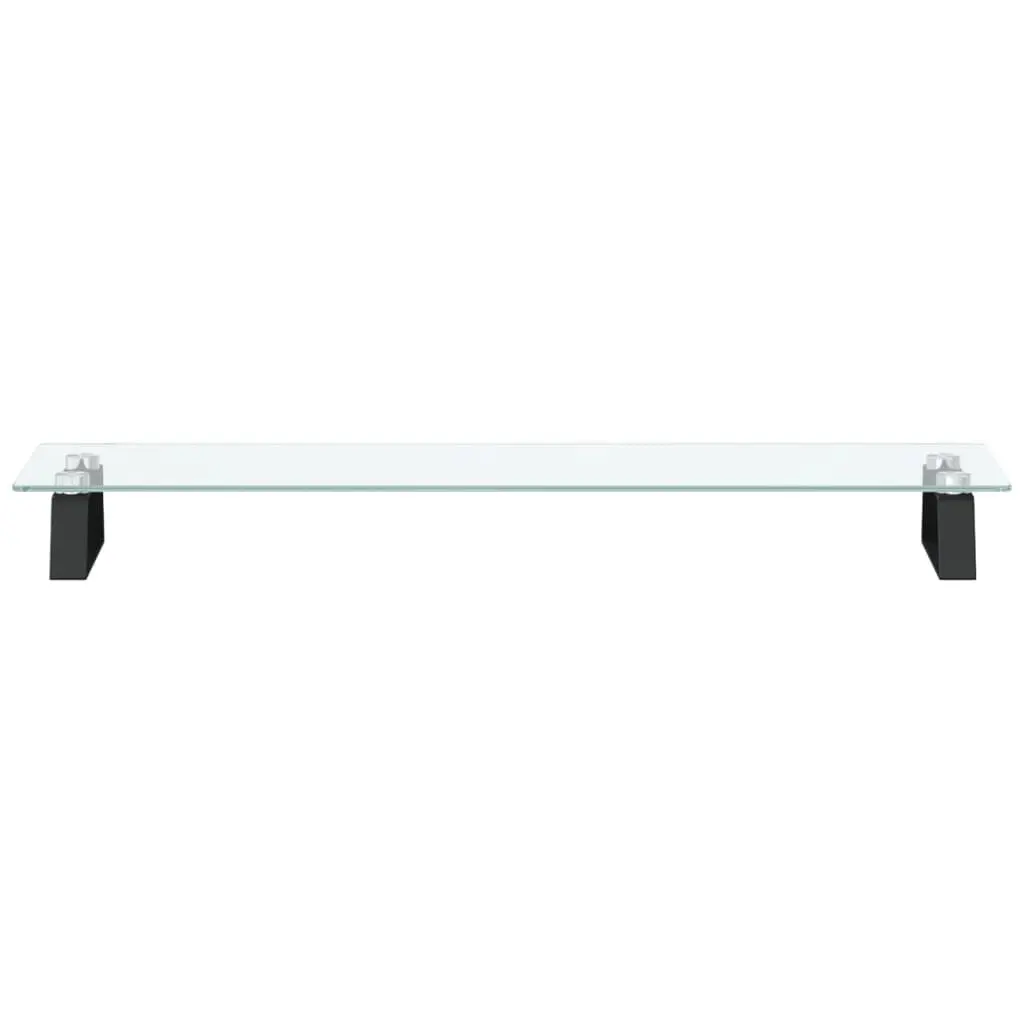 Monitor Stand Ergonomic Black Tempered Glass Metal 80 x 20 x 8 cm