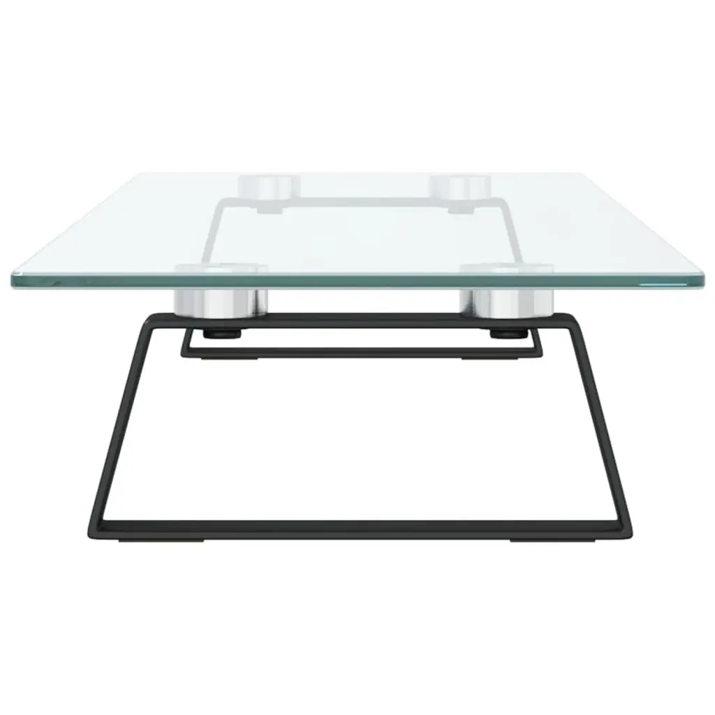 Monitor Stand Ergonomic Black Tempered Glass Metal 80 x 20 x 8 cm