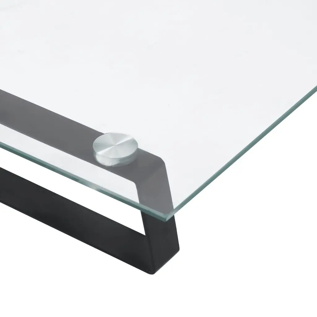 Monitor Stand Ergonomic Black Tempered Glass Metal 80 x 20 x 8 cm