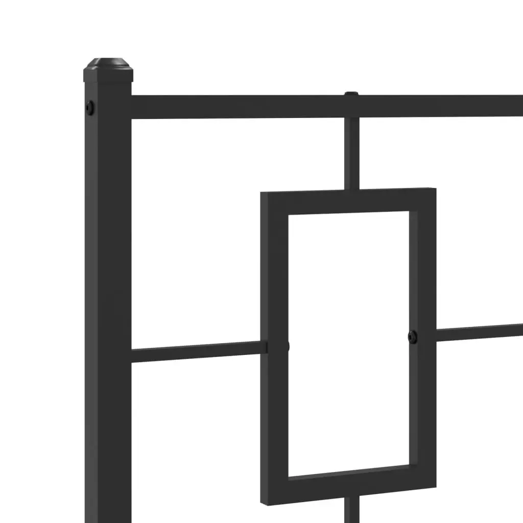 Metal Bed Frame 90x190 cm Headboard Black Steel Slats Storage Space