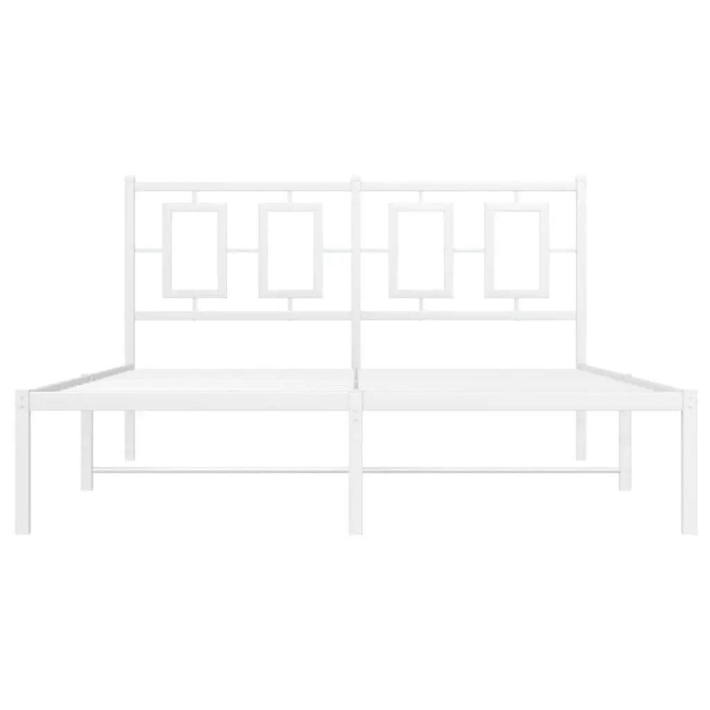 White Metal Bed Frame with Headboard