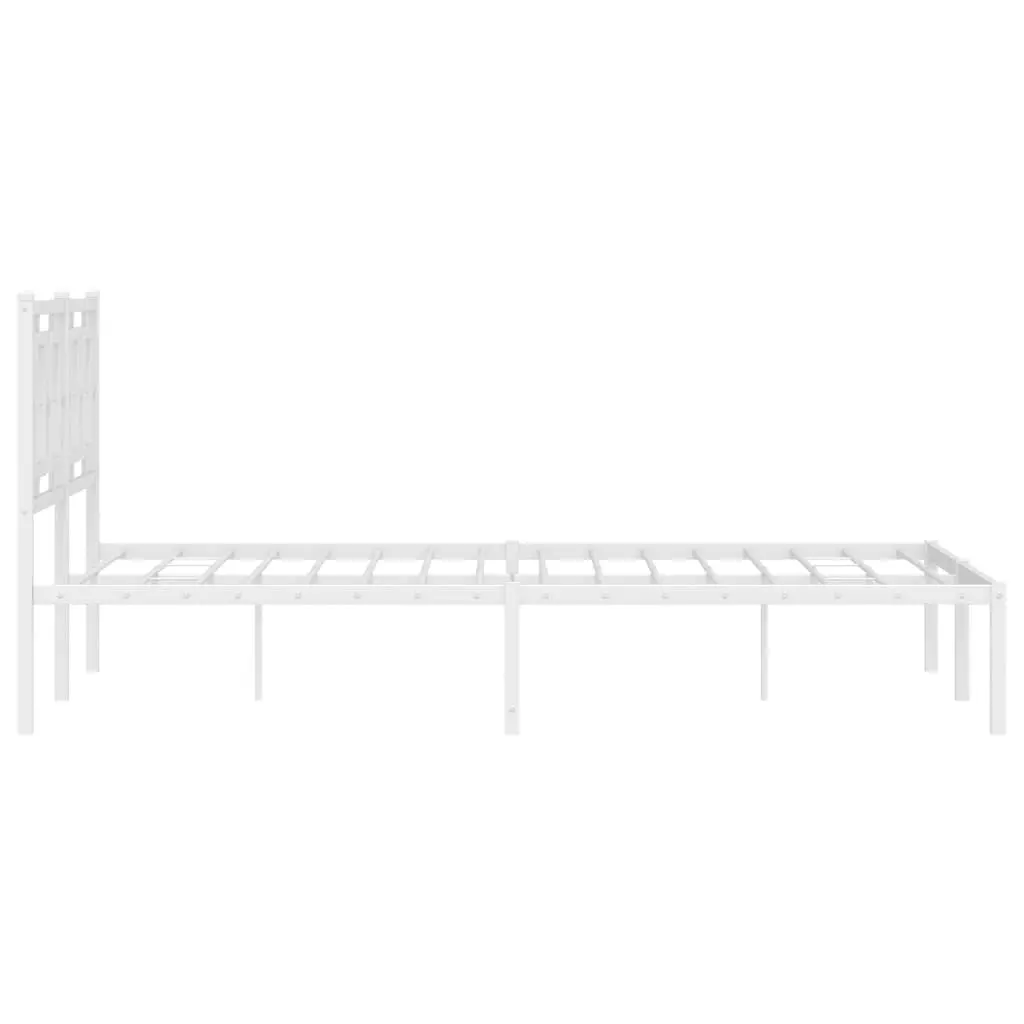 White Metal Bed Frame with Headboard