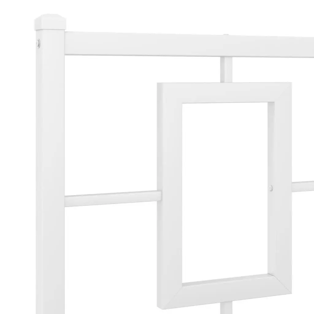 White Metal Bed Frame with Headboard