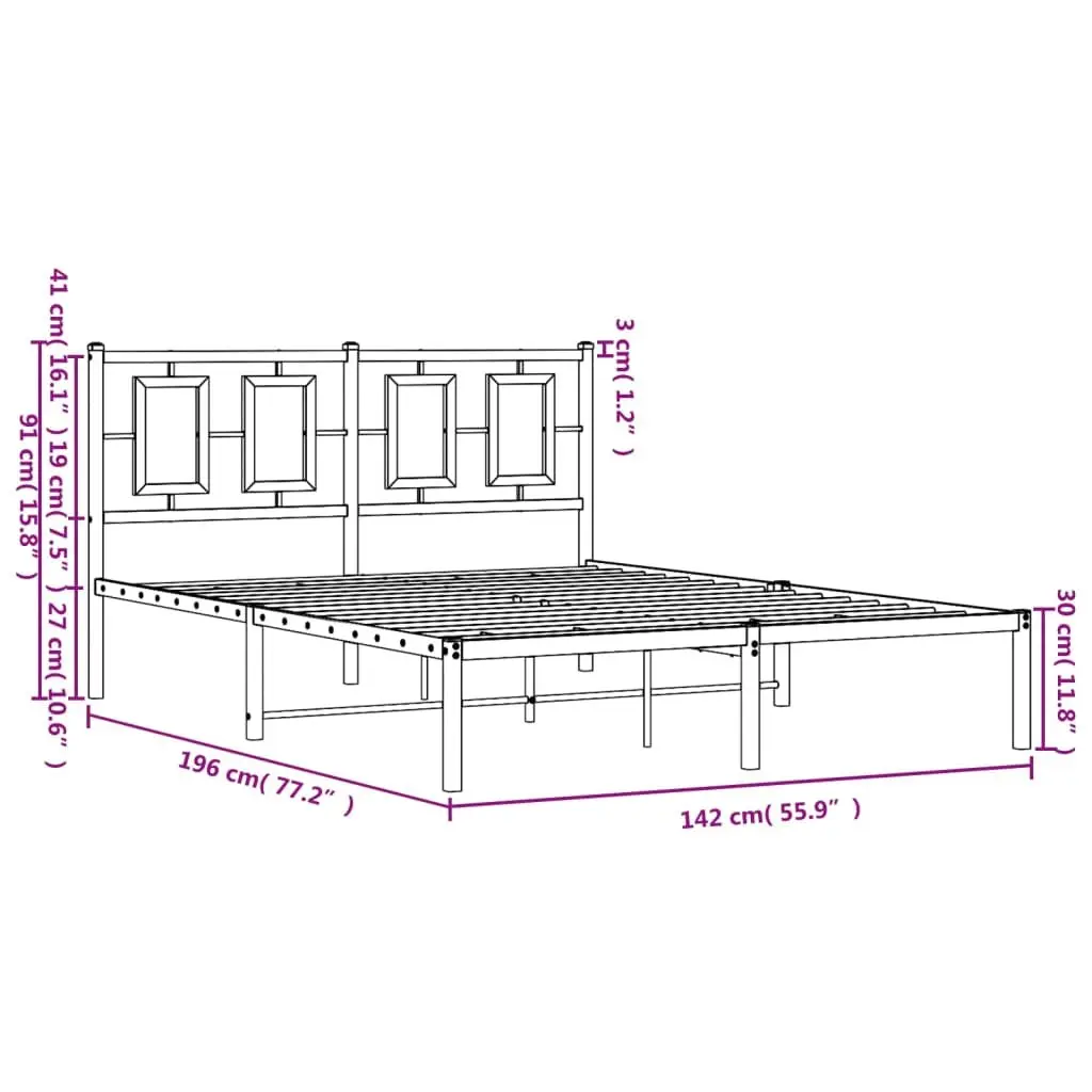 White Metal Bed Frame with Headboard