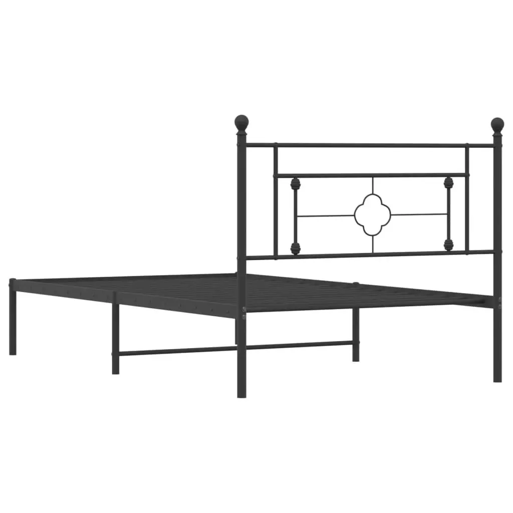 Metal Bed Frame King Single 107x203cm Black Steel Headboard