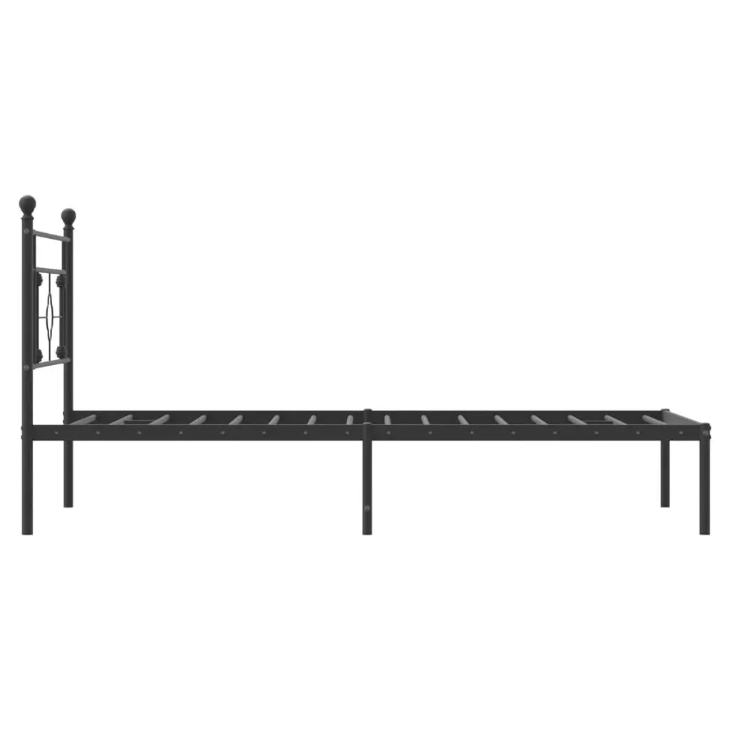 Metal Bed Frame King Single 107x203cm Black Steel Headboard