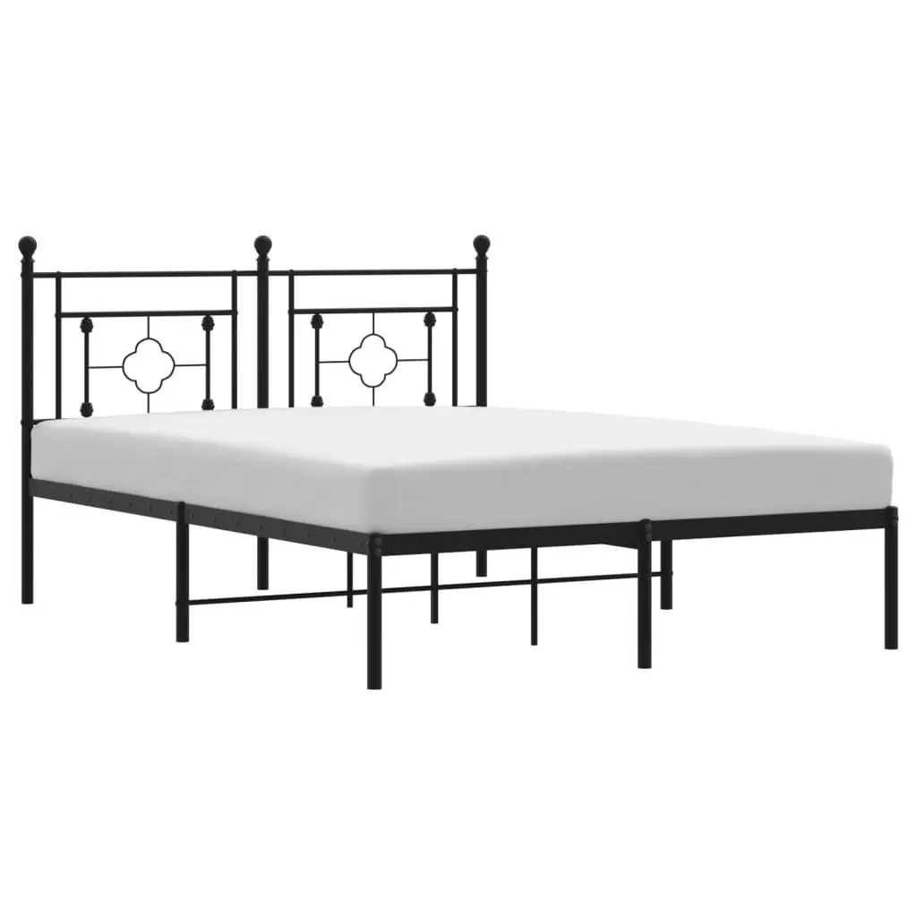Black Bed Frame 135x190cm with Headboard