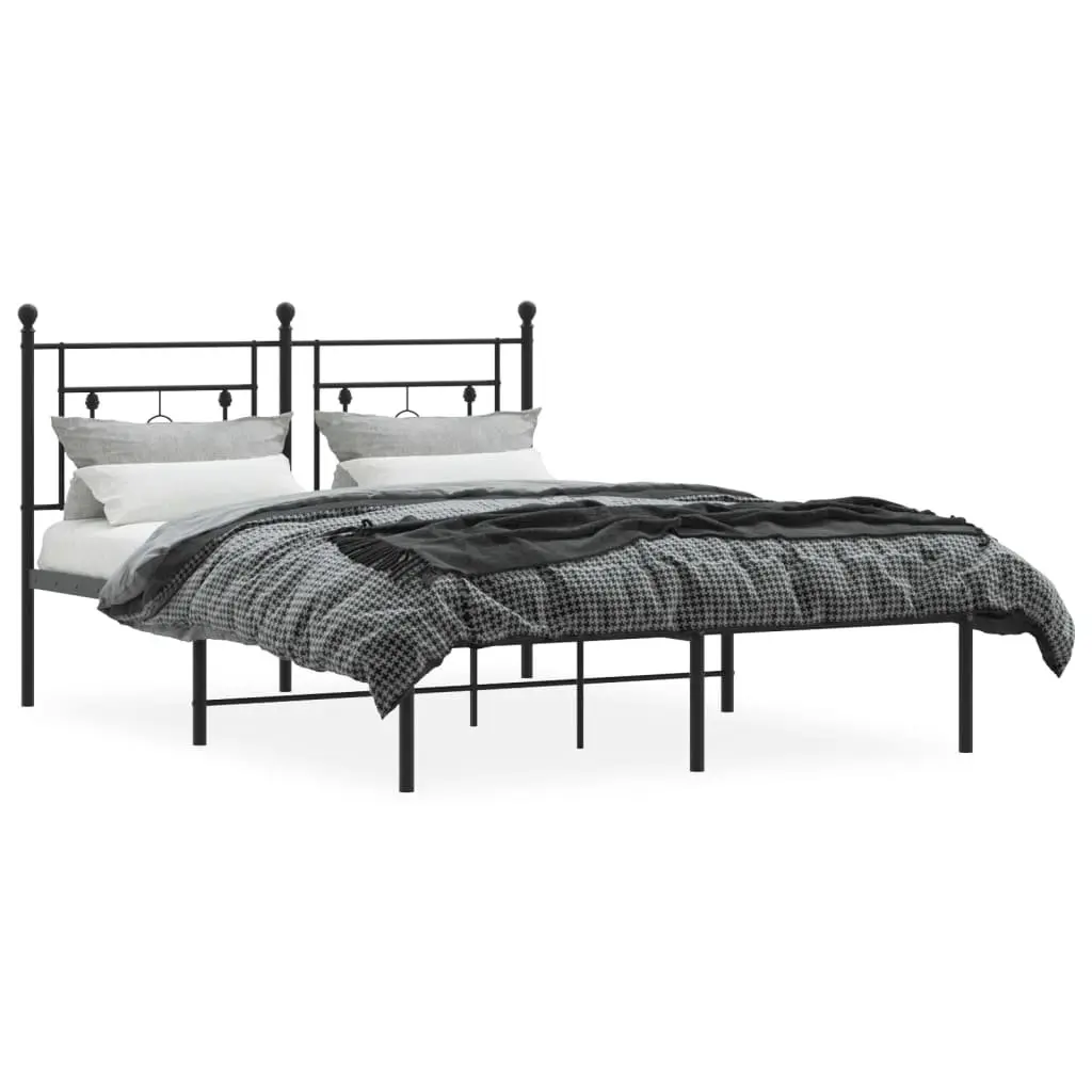 Black Bed Frame 135x190cm with Headboard