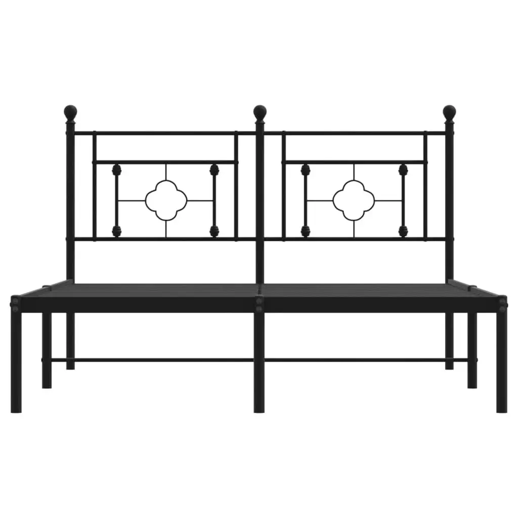 Black Bed Frame 135x190cm with Headboard