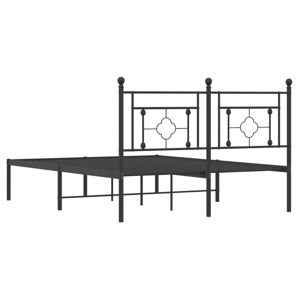 Black Bed Frame 135x190cm with Headboard