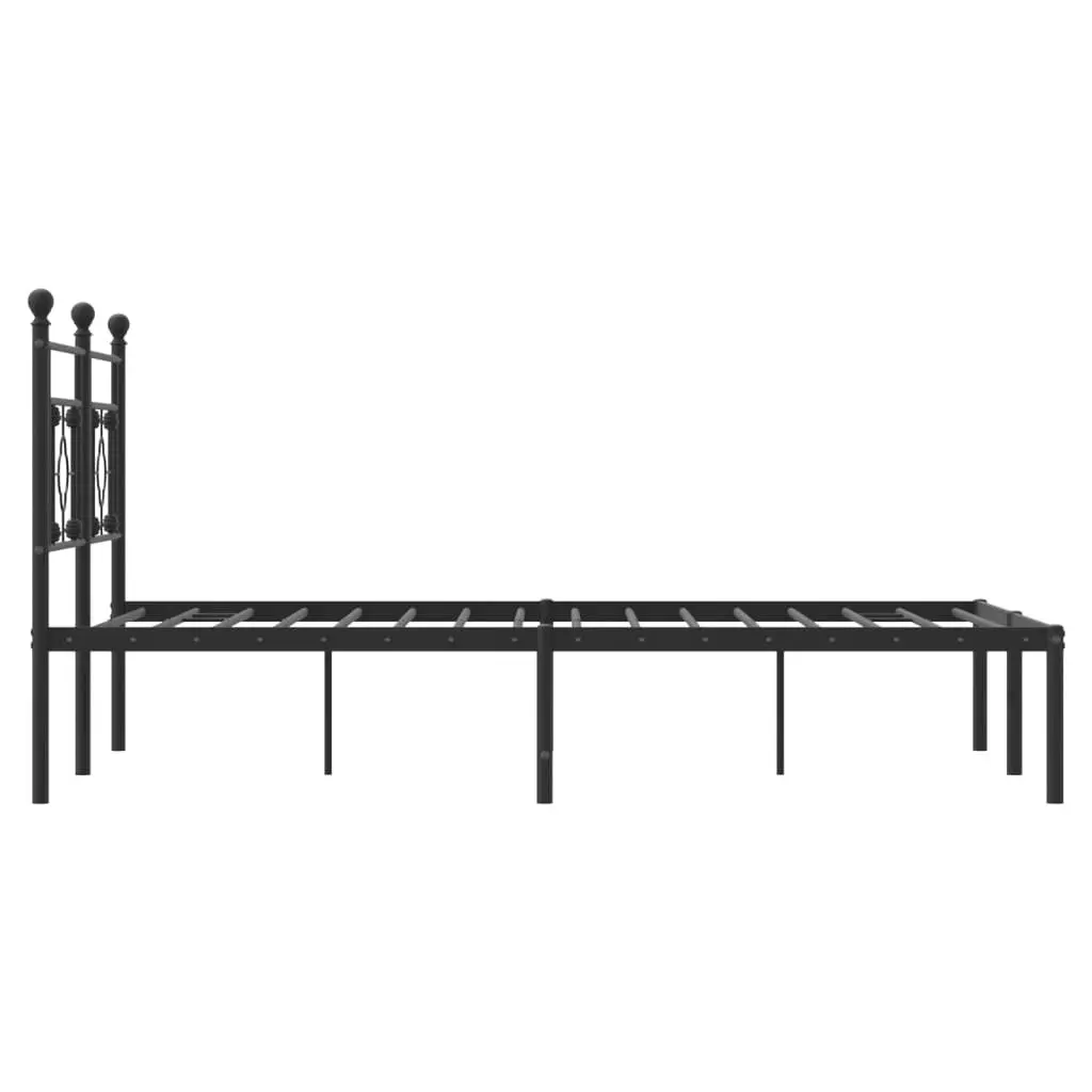 Black Bed Frame 135x190cm with Headboard