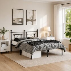 Quality Metal Bed Frame with Headboard and Storage