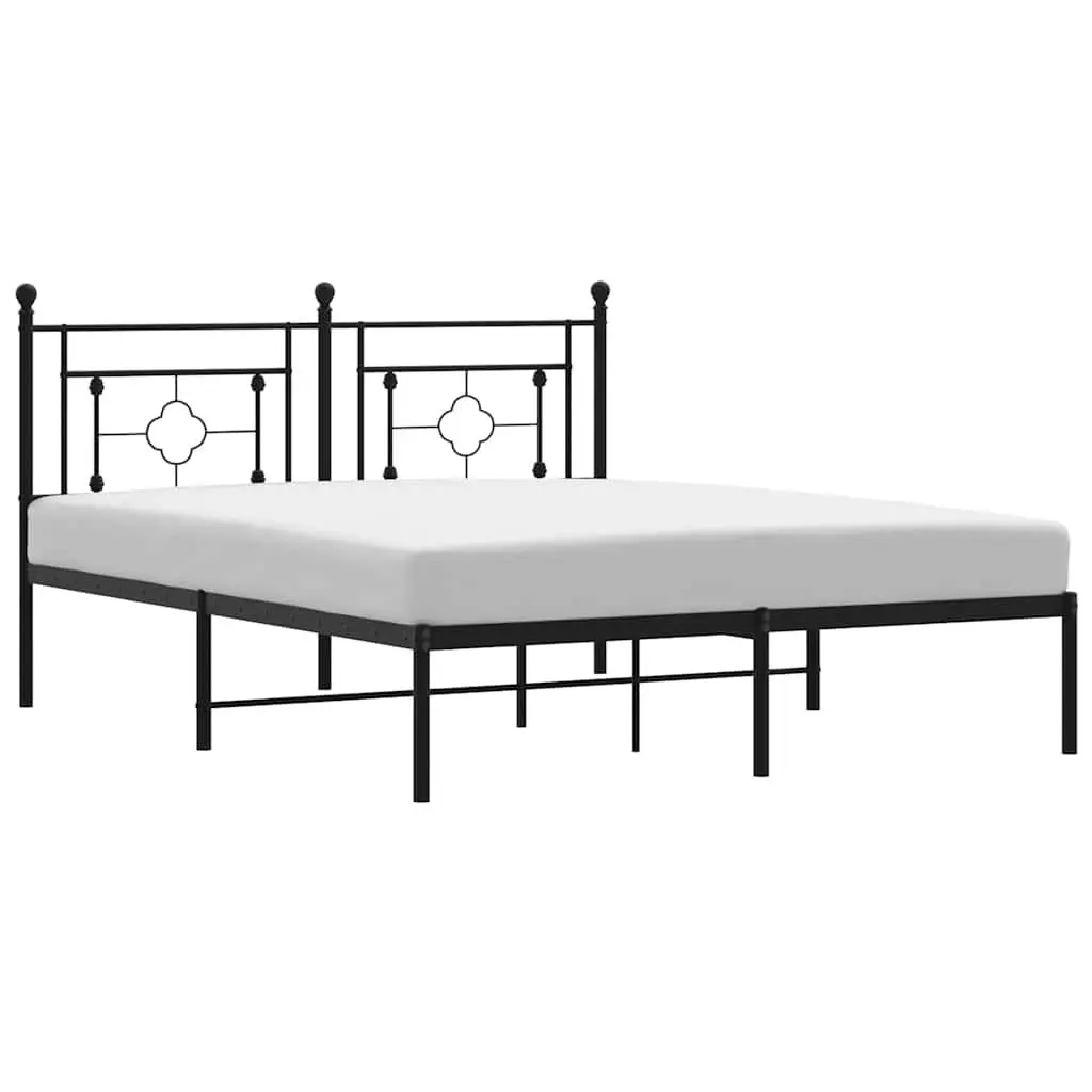 Metal Bed Frame with Headboard and Storage