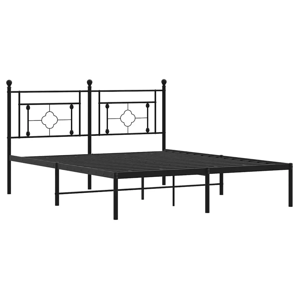 Metal Bed Frame with Headboard and Storage