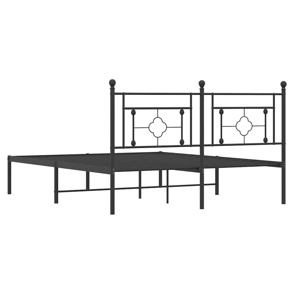 Metal Bed Frame with Headboard and Storage