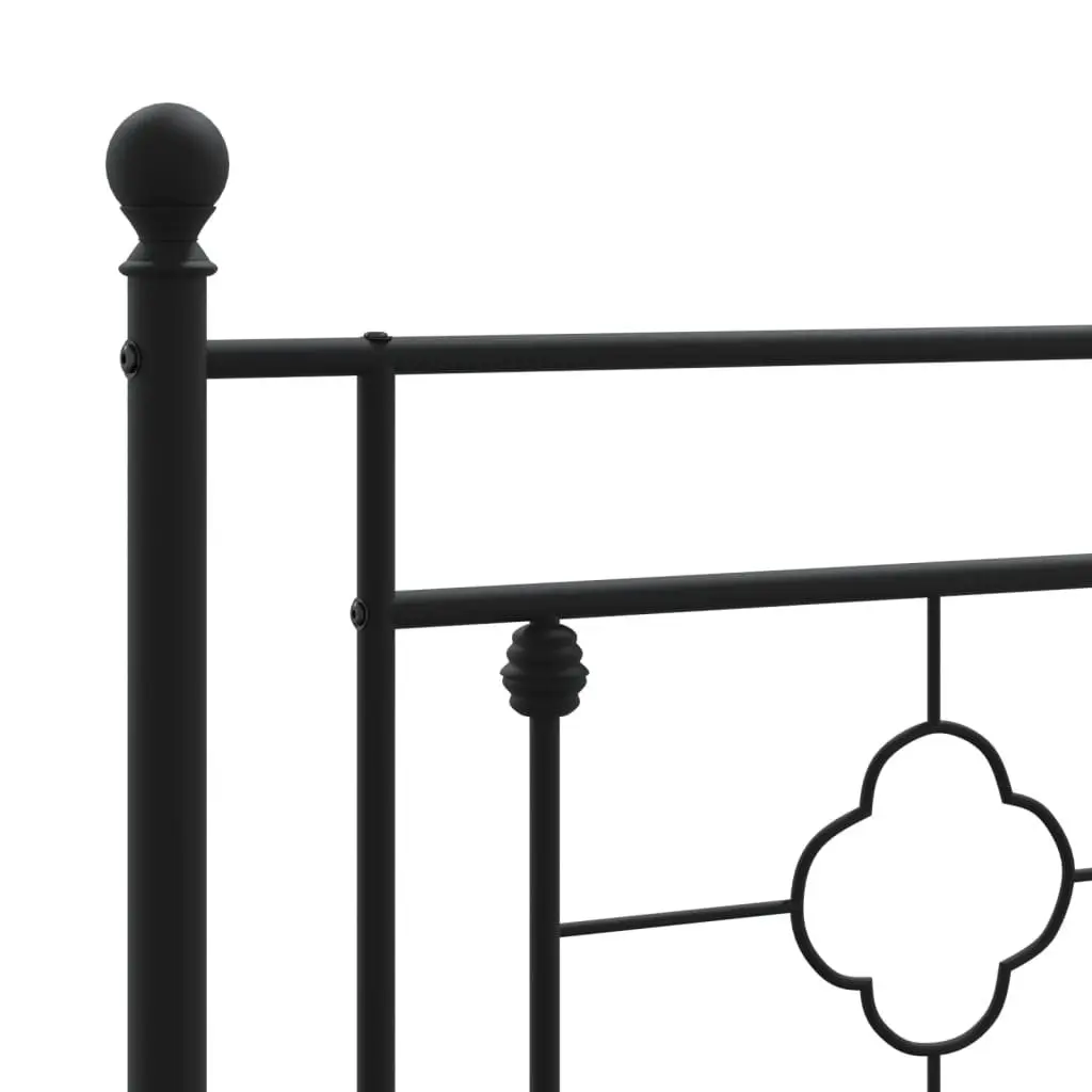 Metal Bed Frame King Size 183x203 cm Black Headboard Steel Slats Support
