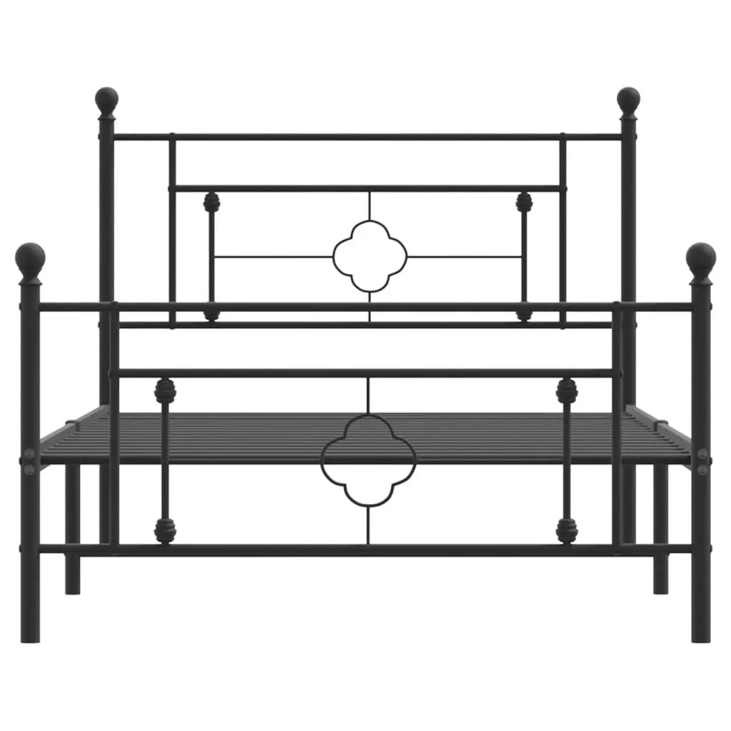 Metal Bed Frame King Single 107x203 cm with Footboard Storage Space Black