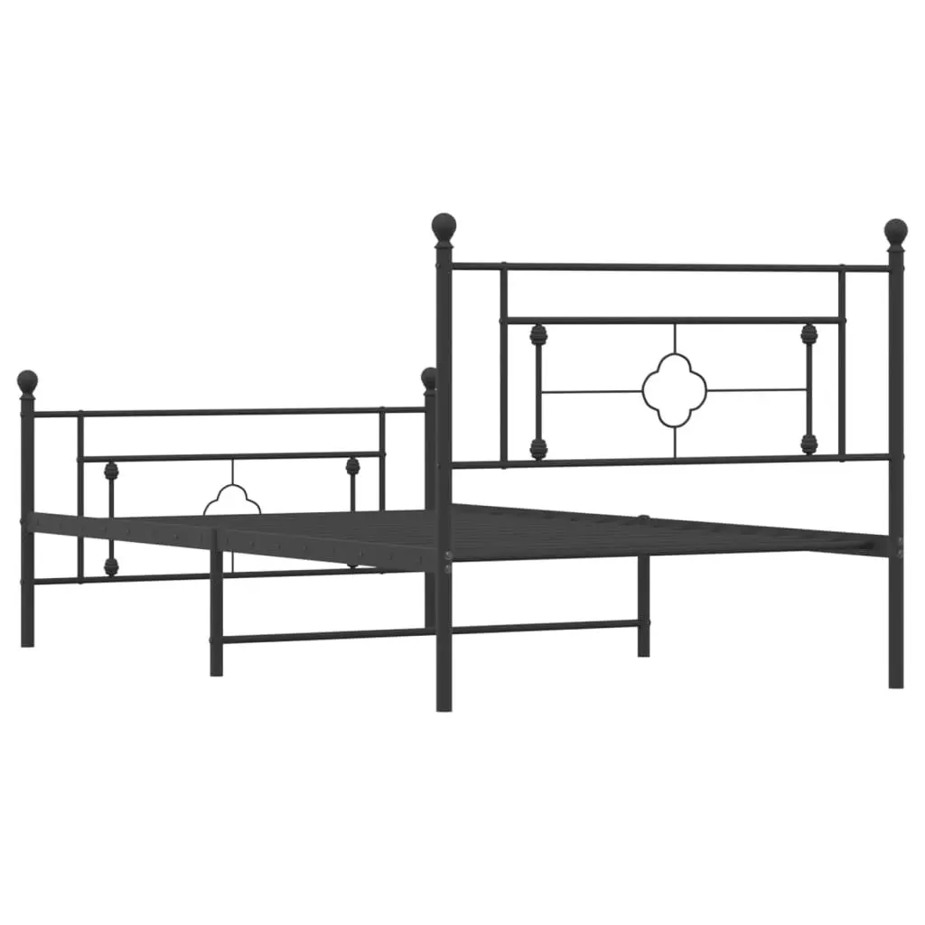 Metal Bed Frame King Single 107x203 cm with Footboard Storage Space Black