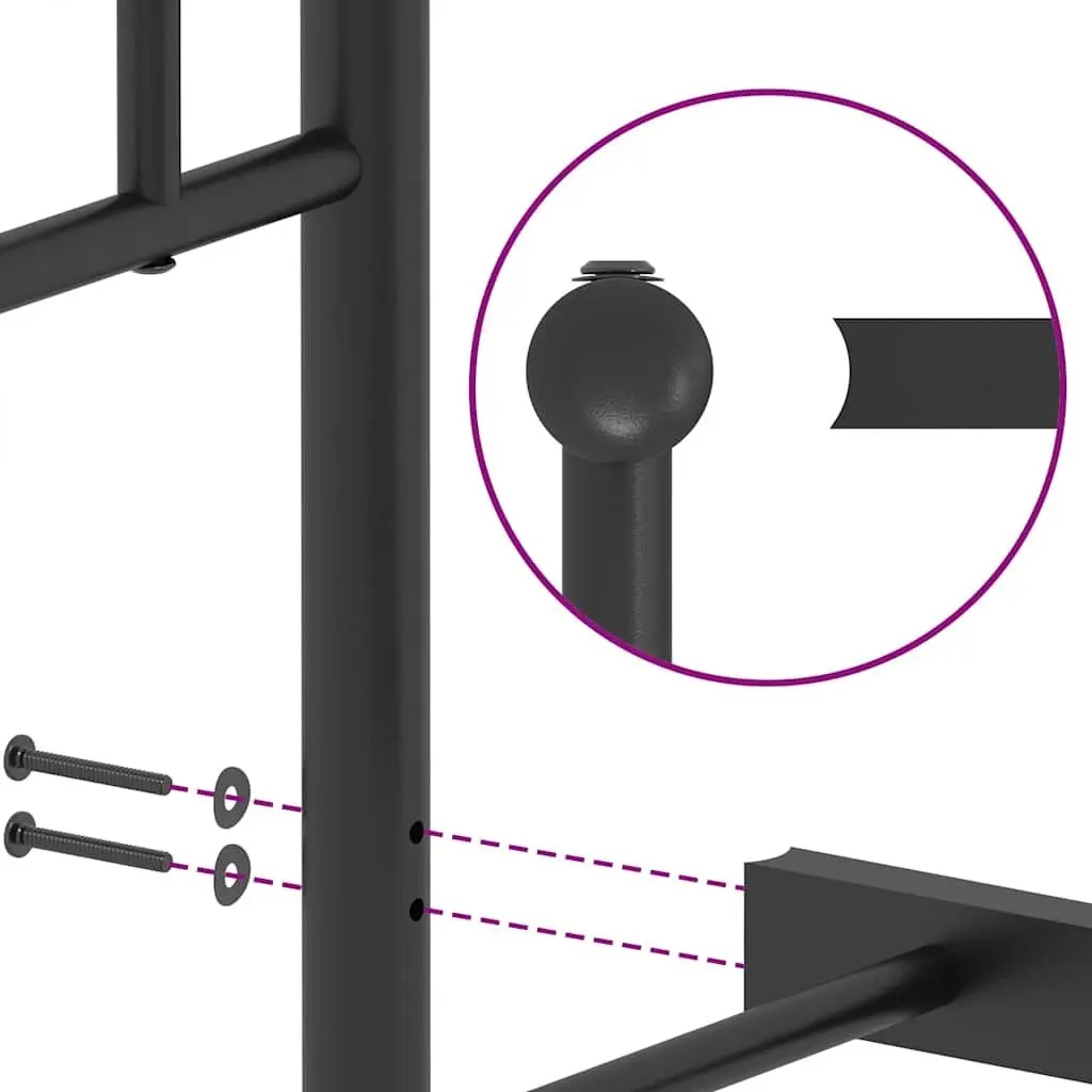 Metal Bed Frame Black 150x200 cm with Headboard and Footboard