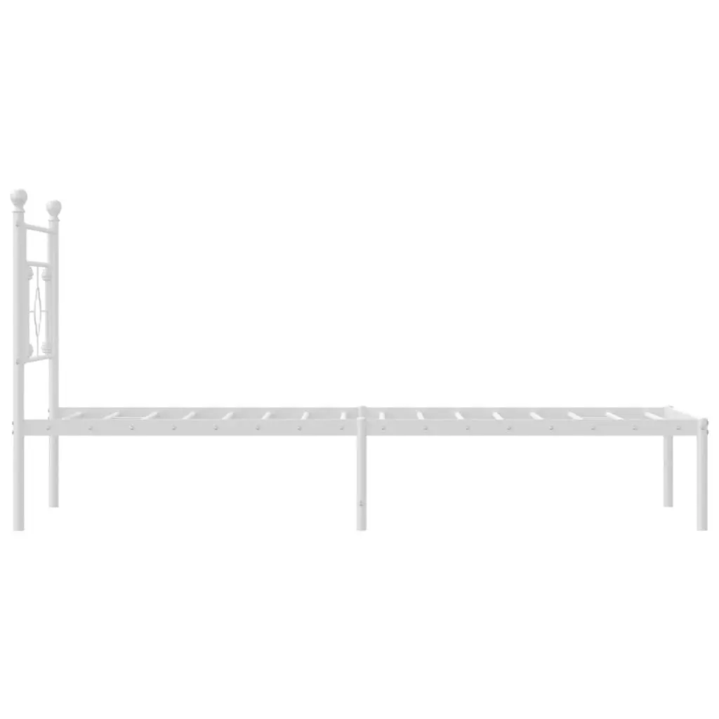 Metal Bed Frame with Headboard 90x190 cm White