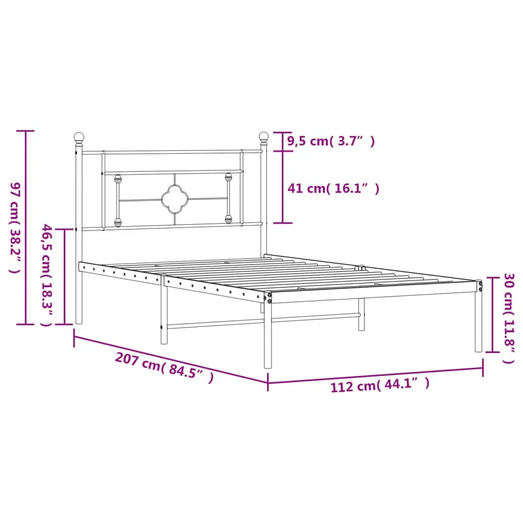 King Single Metal Bed Frame with Storage