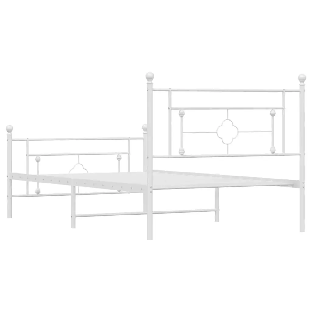 Metal Bed Frame King Single 107x203 cm White Footboard Storage Bedroom Furniture